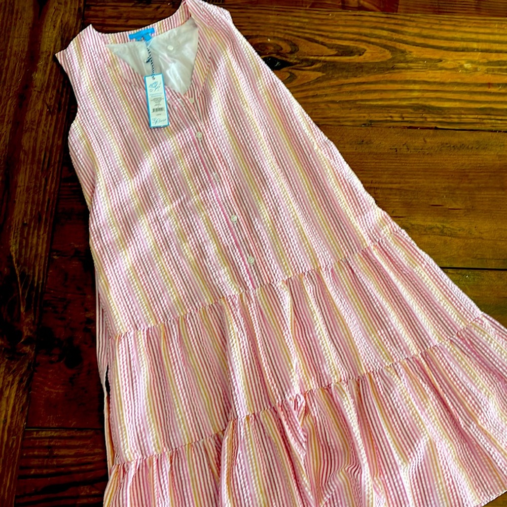 NWT Draper James Seersucker Sleeveless Loretta Shirtdress Size M